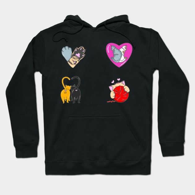 Adorable Valentine's Day Cats | Love Cute Kitty Love Heartwarming Cat themed Gift Hoodie by Nemui Sensei Designs